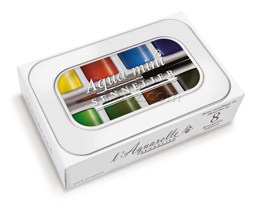 Màu nước hạng họa sĩ Sennelier Aquarelle, hộp halfpan mini 8 màu