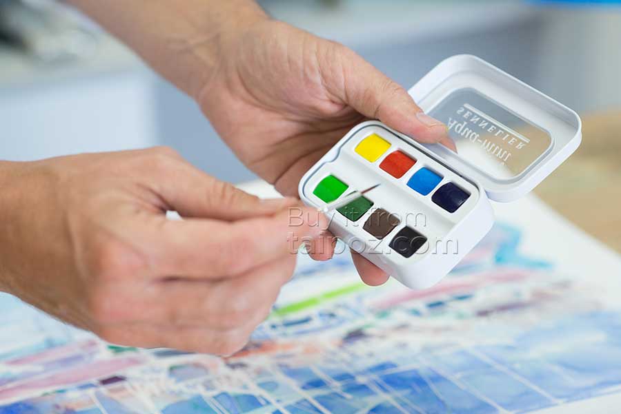 Màu nước hạng họa sĩ Sennelier Aquarelle, hộp halfpan mini 8 màu