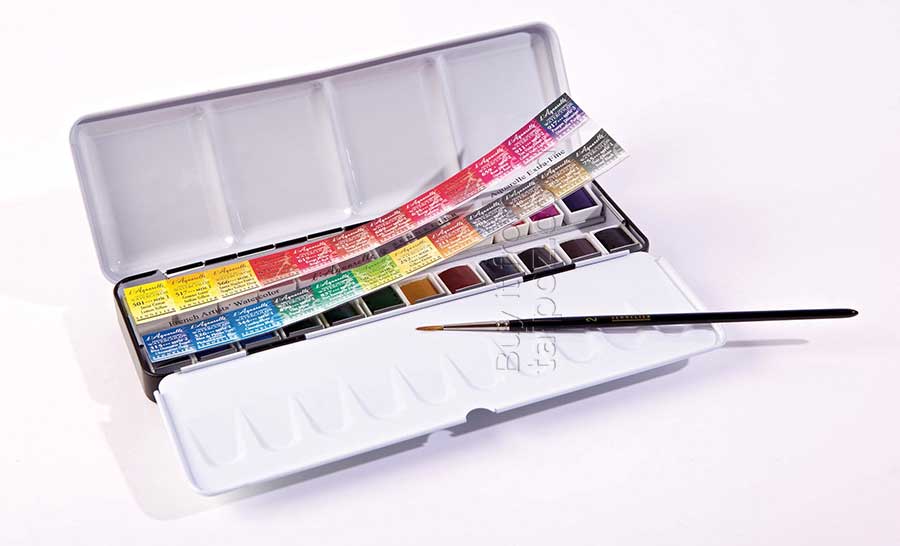 Màu nước hạng họa sĩ Sennelier Aquarelle, hộp halfpan 24 màu