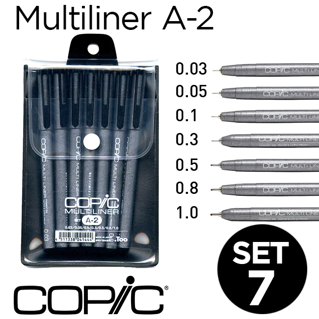 Bút đi nét Copic Multiliner, bộ 7 cây