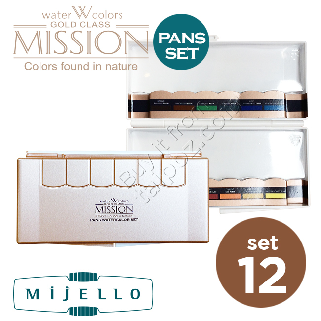 Màu nước Mijello Mission Gold Pan, hộp 12 màu