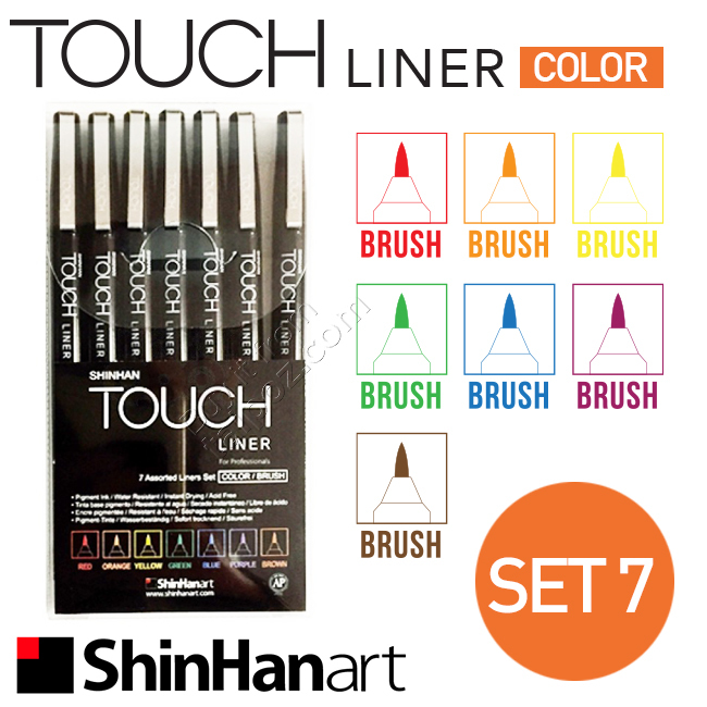 Bút Touch Liner Color, nét Brush, bộ 7 cây