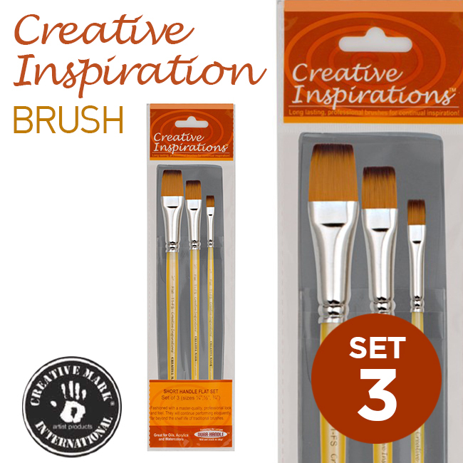 Cọ vẽ Creative Inspirations Dura-handle, bộ 3 cây cọ dẹt