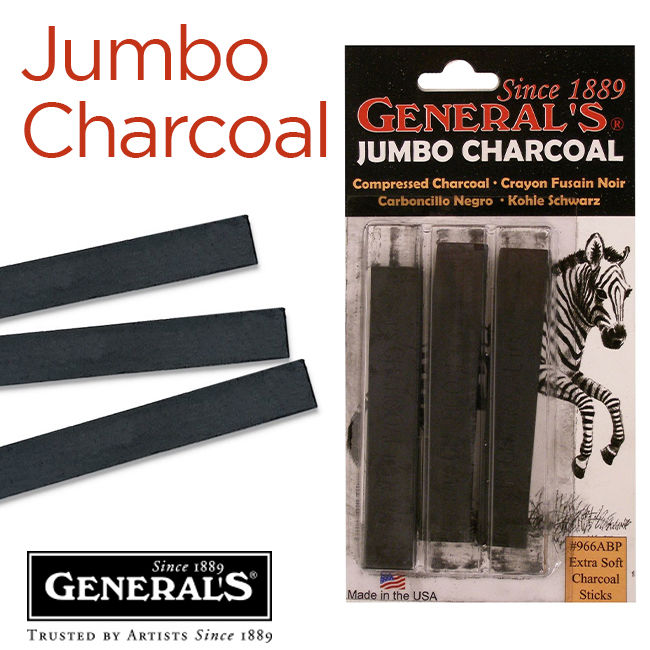 Chì than thỏi General's Compressed Charcoal, Black
