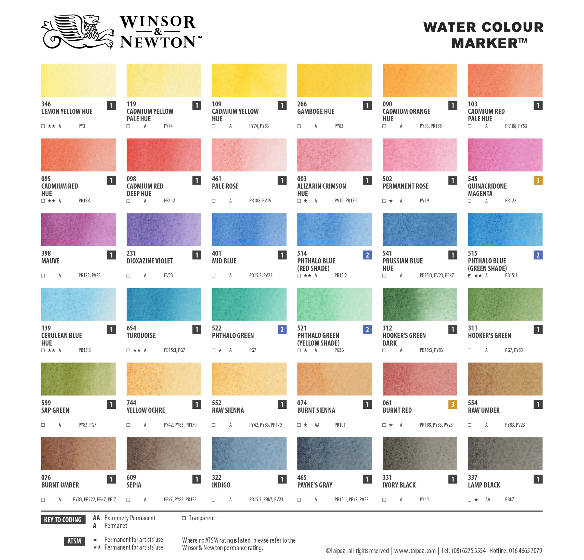 Bút vẽ màu nước Winsor & Newton, cây lẻ