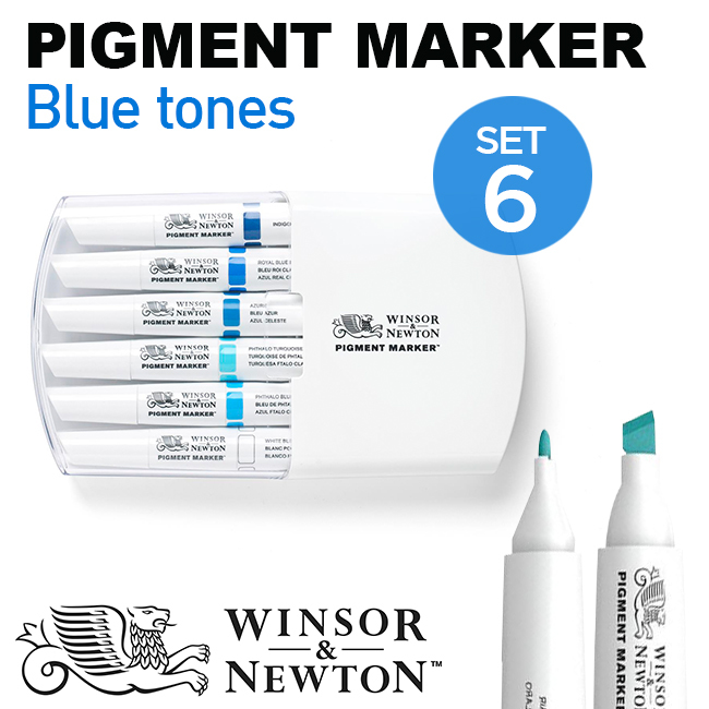 Bút marker Winsor & Newton Pigment, set 6 Blue Tones