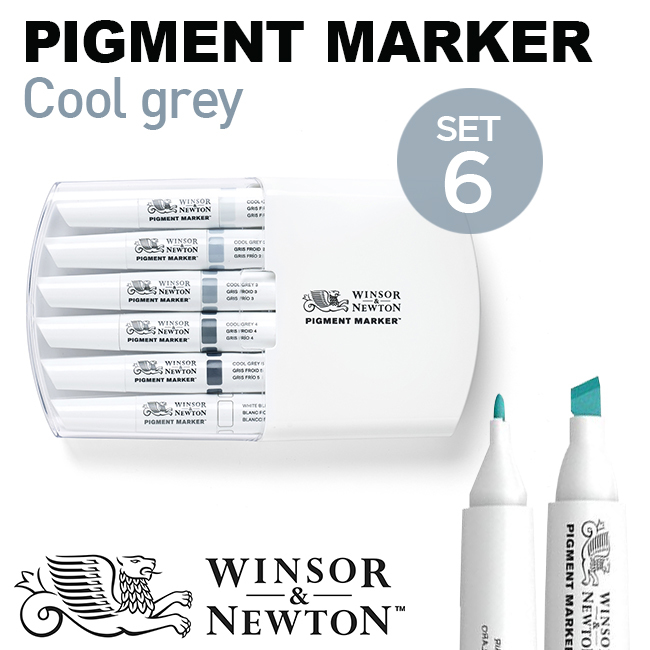 Bút marker Winsor & Newton Pigment, set 6 Cool Greys