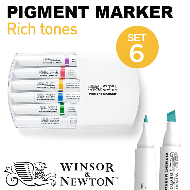 Bút marker Winsor & Newton Pigment, set 6 Rich Tones