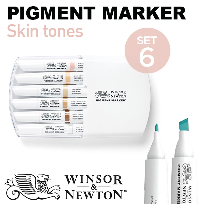 Bút marker Winsor & Newton Pigment, set 6 Skin Tones