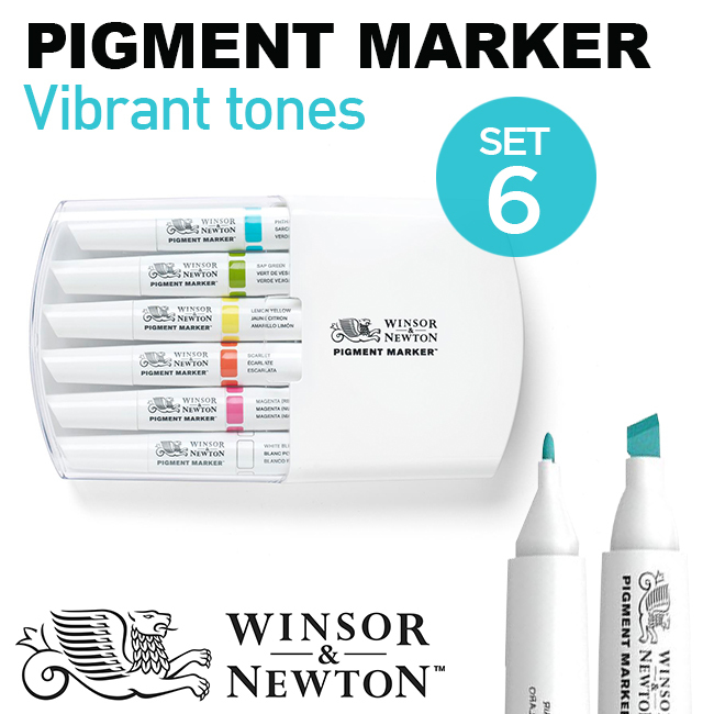 Bút marker Winsor & Newton Pigment, set 6 Vibrant Tones