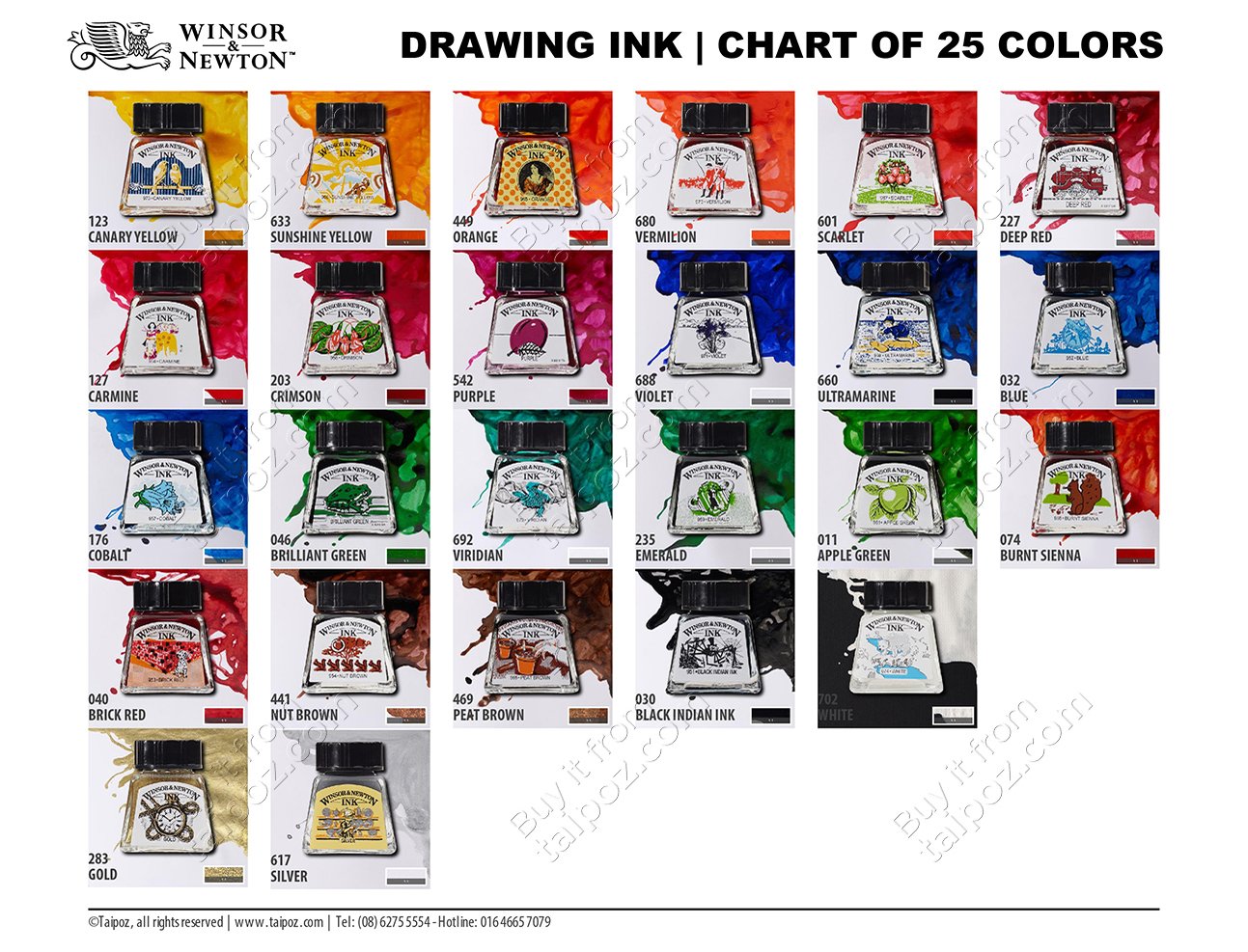 Mực vẽ Winsor & Newton, màu lẻ