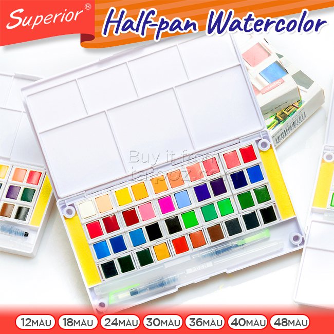 Màu nước Superior dạng viên nén half-pan