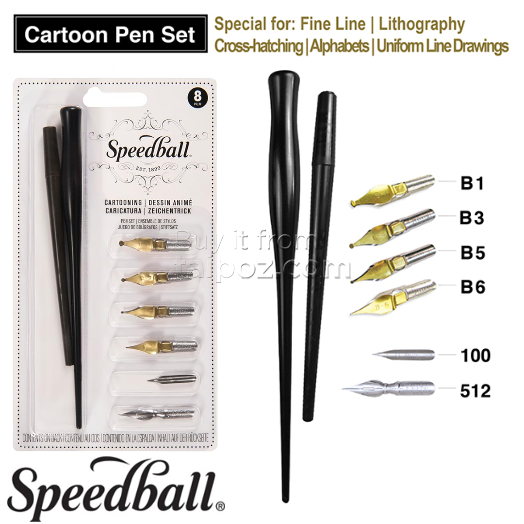 Bút chấm mực Speedball - bộ Cartoon