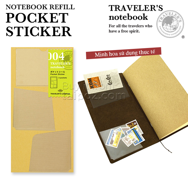 Bộ 3 tấm dán plastic pocket 004 Midori