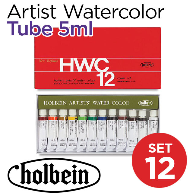 Màu nước Holbein Artist, tuýp 5ml, hộp 12 màu