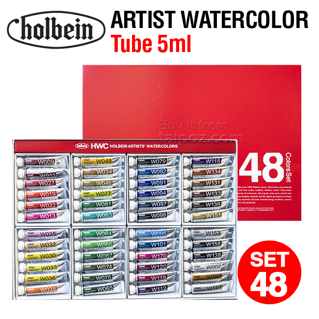 Màu nước Holbein Artist, tuýp 5ml, hộp 48 màu