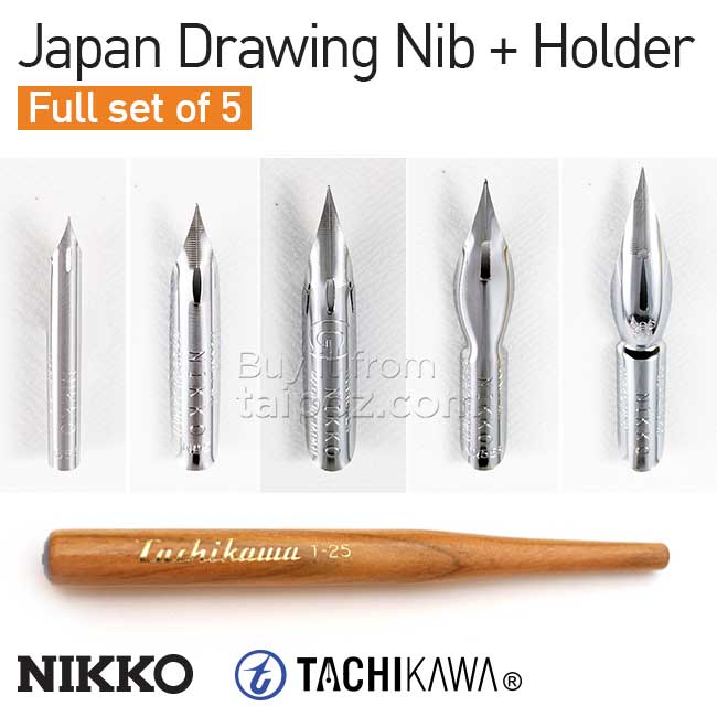 Bộ 5 ngòi vẽ chuẩn Nhật Bản và cán bút