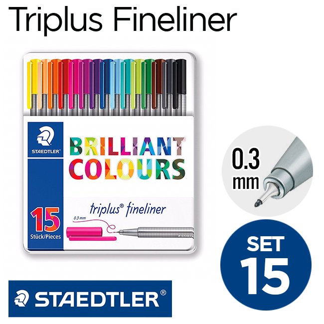 Bút vẽ Staedtler Triplus Fineliner, bộ 15 cây hộp thiếc.