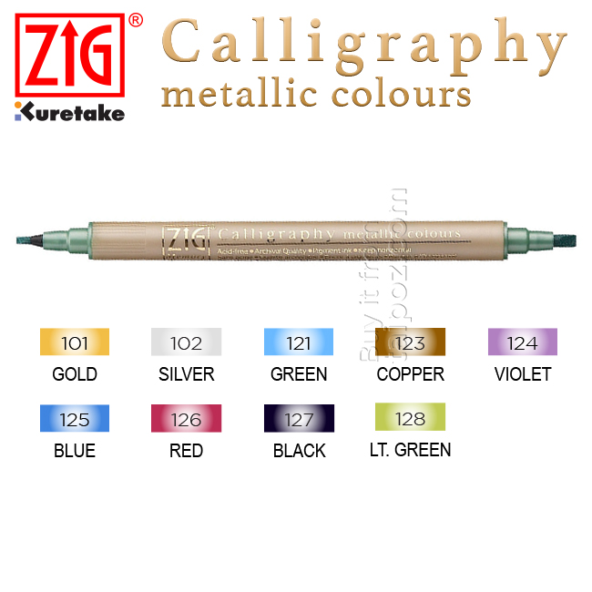 Bút viết Zig Calligraphy Metallic Colours, cây lẻ