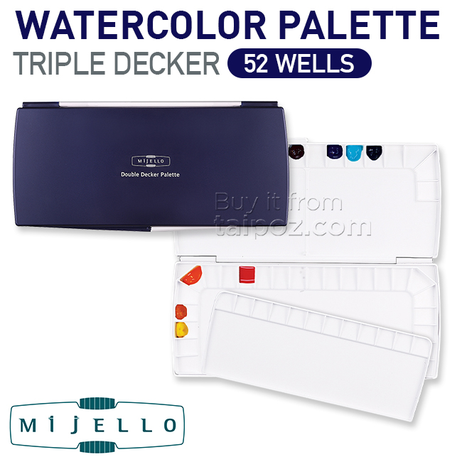 Bảng pha màu nước Mijello Triple Decker, 52 ngăn