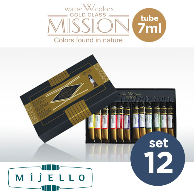 Màu nước Mijello Mission Gold, hộp 12 màu (tuýp 7ml)