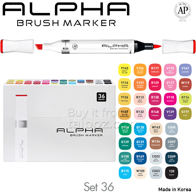 Bút marker Alpha Brush bộ 36