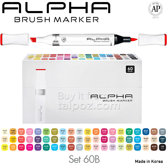 Bút marker Alpha Brush bộ 60