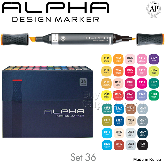 Bút marker Alpha Design bộ 36