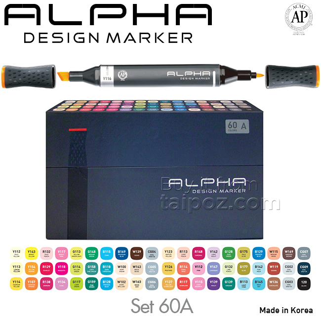 Bút marker Alpha Design bộ 60A