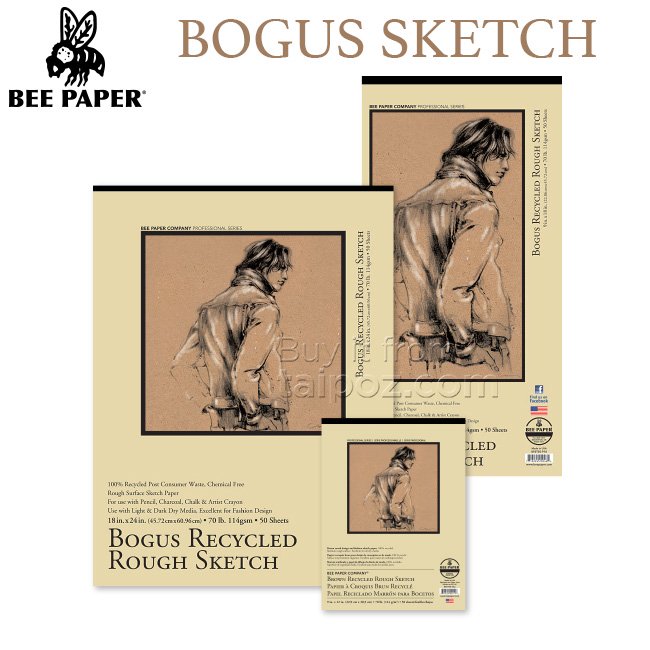 Sổ vẽ giấy nâu Bee Bogus Brown, gáy keo