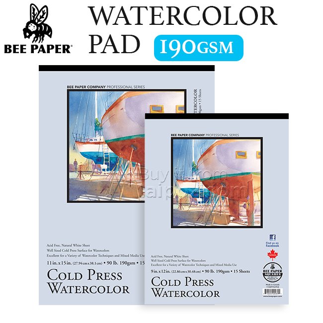 Sổ màu nước Bee Cold Press 190gsm, gáy keo