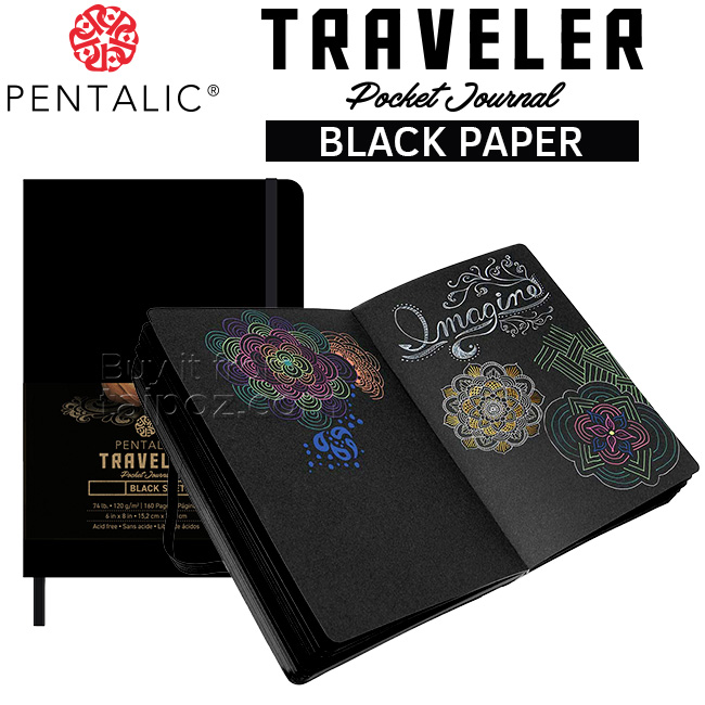Sổ vẽ giấy đen Pentalic Traveler Midnight