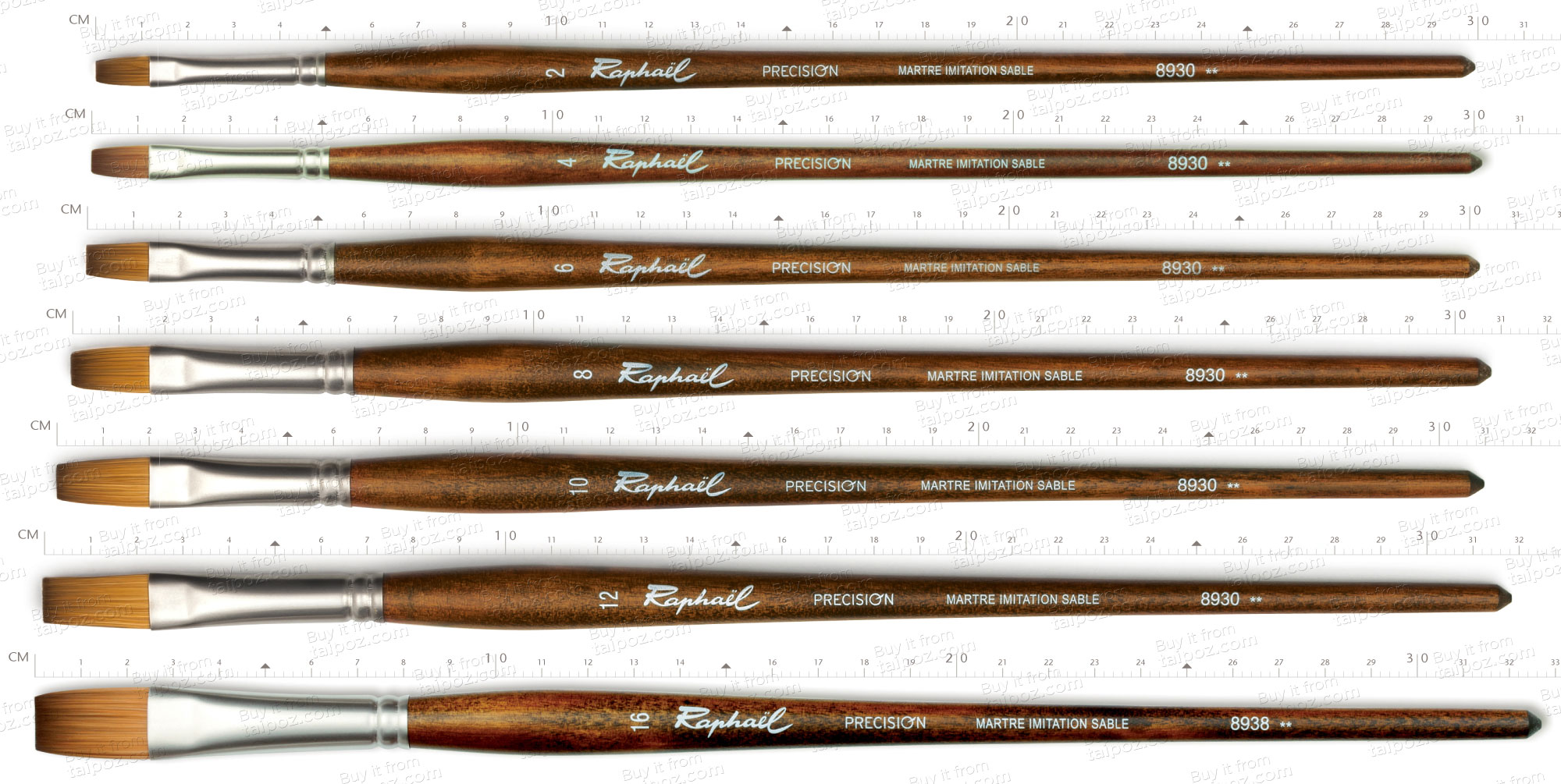 Cọ vẽ sơn dầu và acrylic Raphael Precision 8930 - Cọ đầu ngang