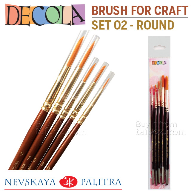 Cọ vẽ thủ công Decola, bộ 5 cọ tròn