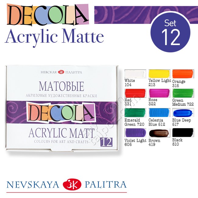 Màu acrylic Decola, màu matte set 12