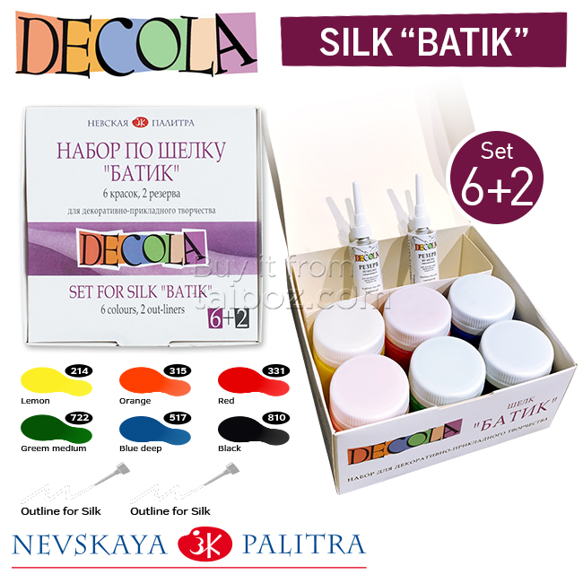 Màu vẽ trên lụa Decola Silk Batik, bộ hỗn hợp
