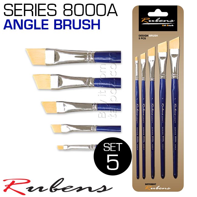 Cọ vẽ Rubens 8000A - kiểu đầu vát, bộ 5 cây