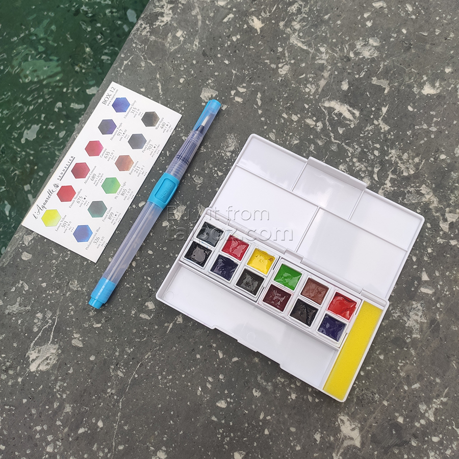 Màu nước hạng họa sĩ Sennelier Aquarelle, hộp sample 12 màu
