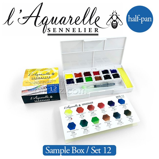 Màu nước hạng họa sĩ Sennelier Aquarelle, hộp sample 12 màu