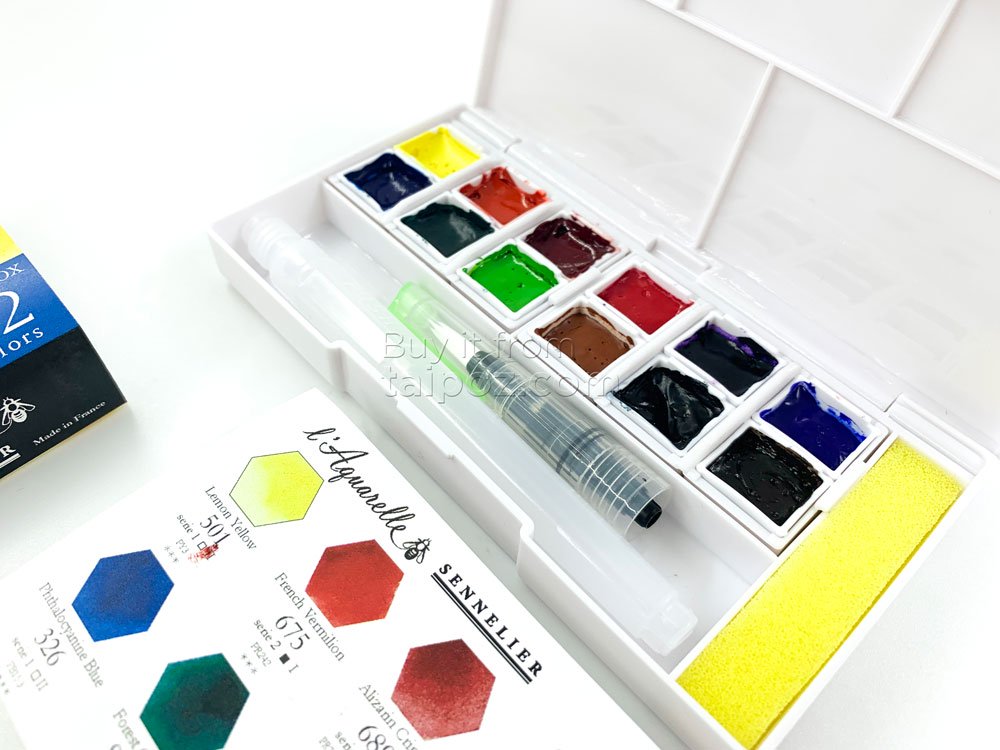 Màu nước hạng họa sĩ Sennelier Aquarelle, hộp sample 12 màu