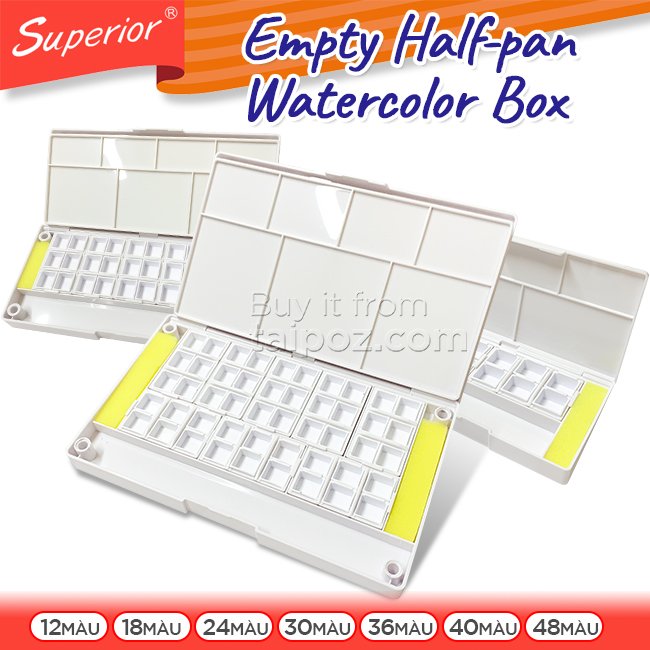 Hộp màu rỗng Superior half-pan