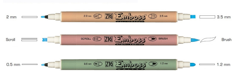 Bút vẽ keo embossing Zig Emboss Twin Tip, bộ 3 cây
