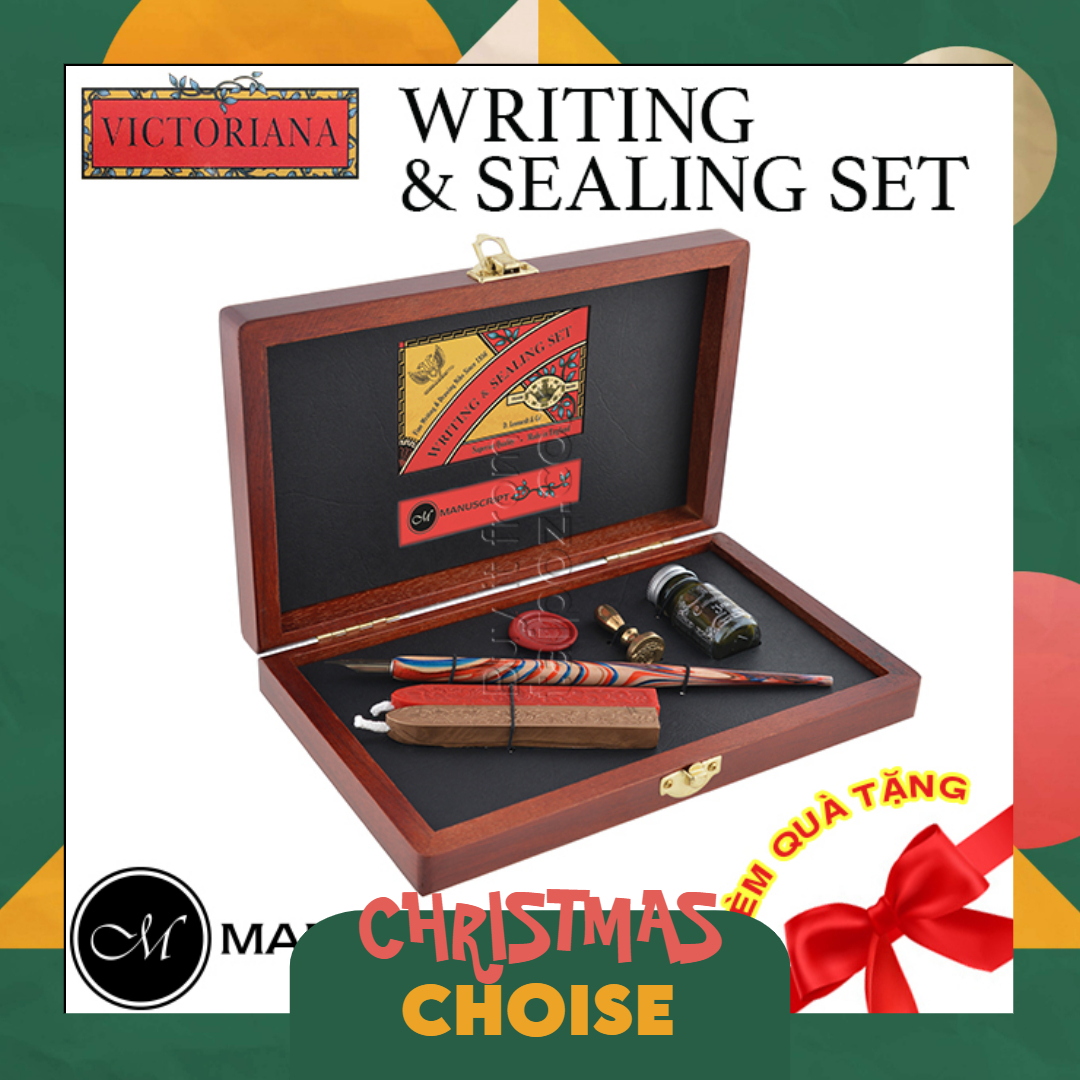 Bộ calligraphy hộp gỗ Manuscript Victoriana, Writing & Sealing