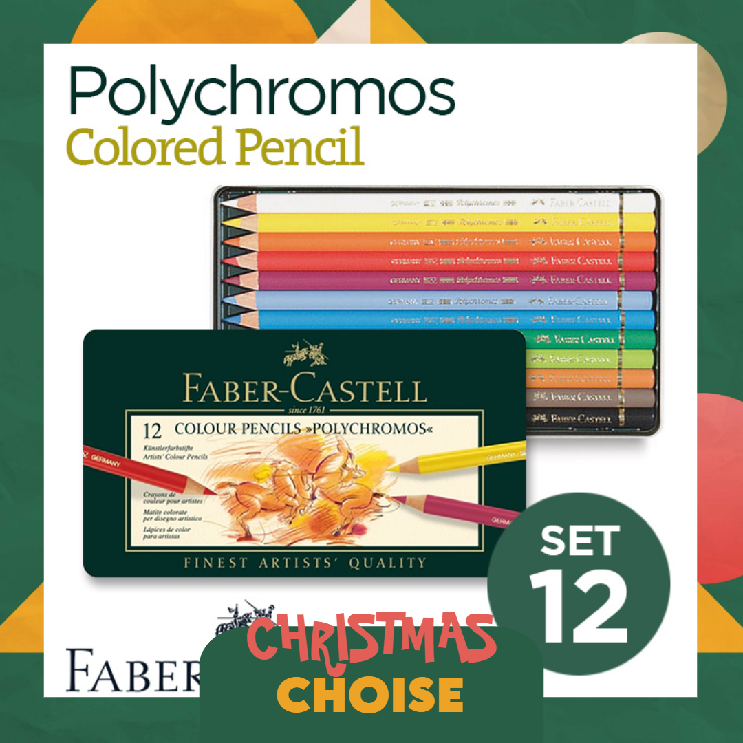 Bộ chì màu Faber Castell Polychromos 12 cây, hộp thiếc