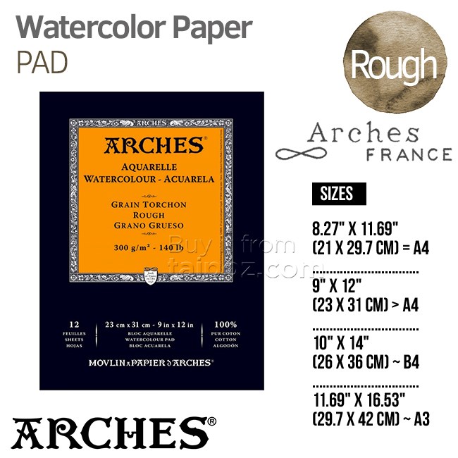 Sổ vẽ màu nước Arches, Natural White, rough, gáy keo