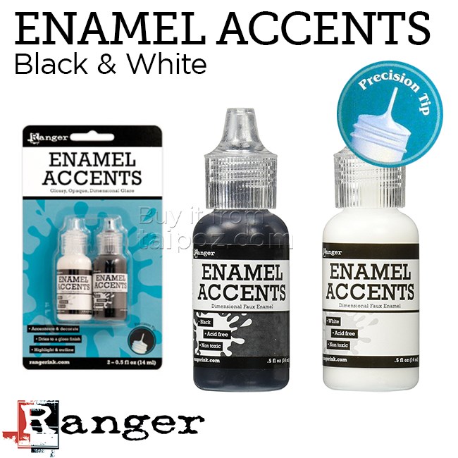 Keo phủ bóng Ranger Enamel Accents, bộ 2 màu Đen & Trắng