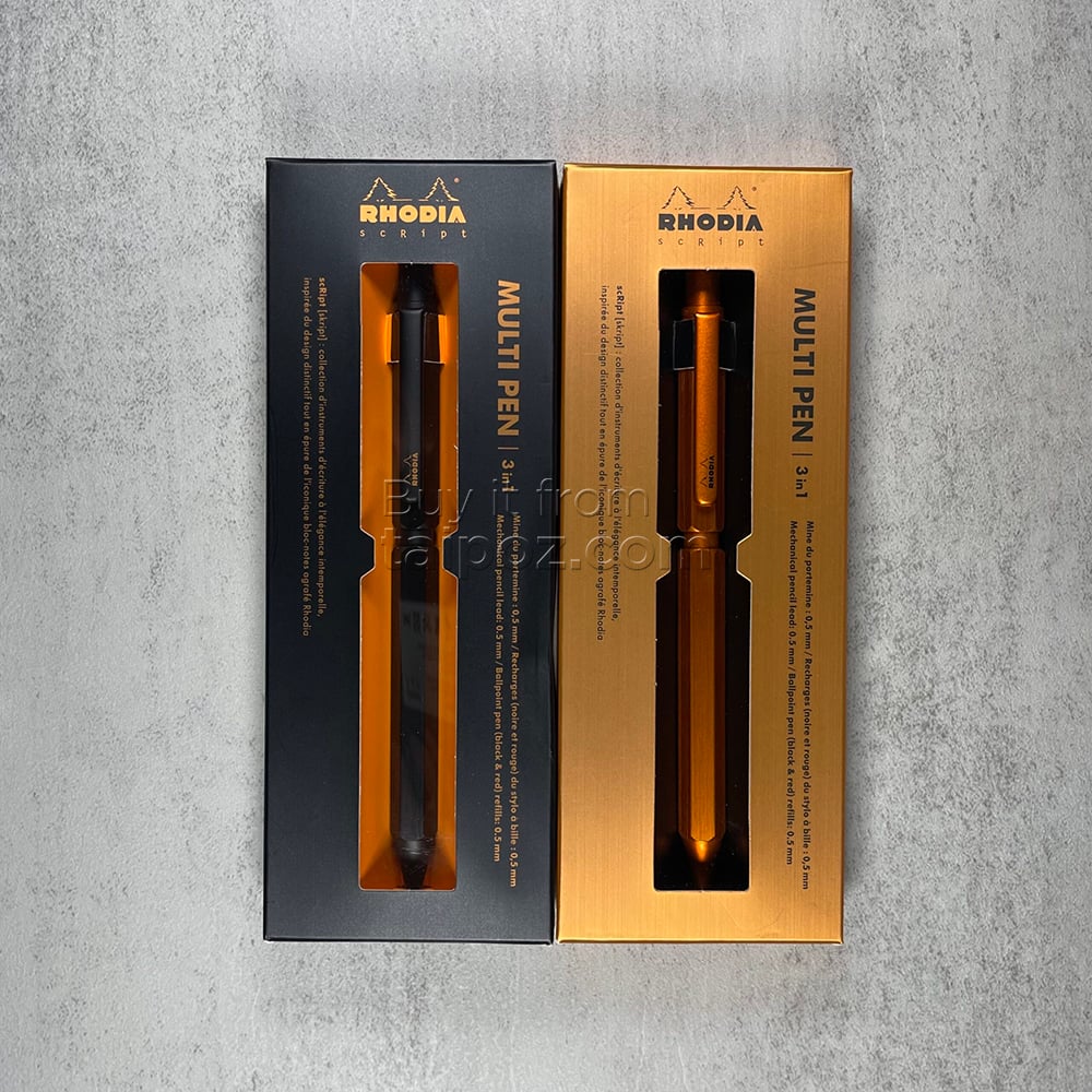 Bút bi bấm đa năng Rhodia Multipen 3-in-1, thân kim loại