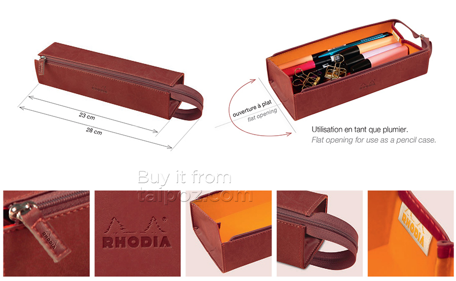 Túi đựng bút kiểu hộp chất liệu giả da Rhodiarama