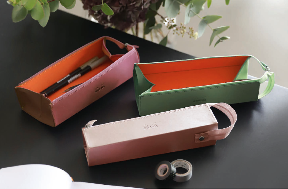 Túi đựng bút kiểu hộp chất liệu giả da Rhodiarama