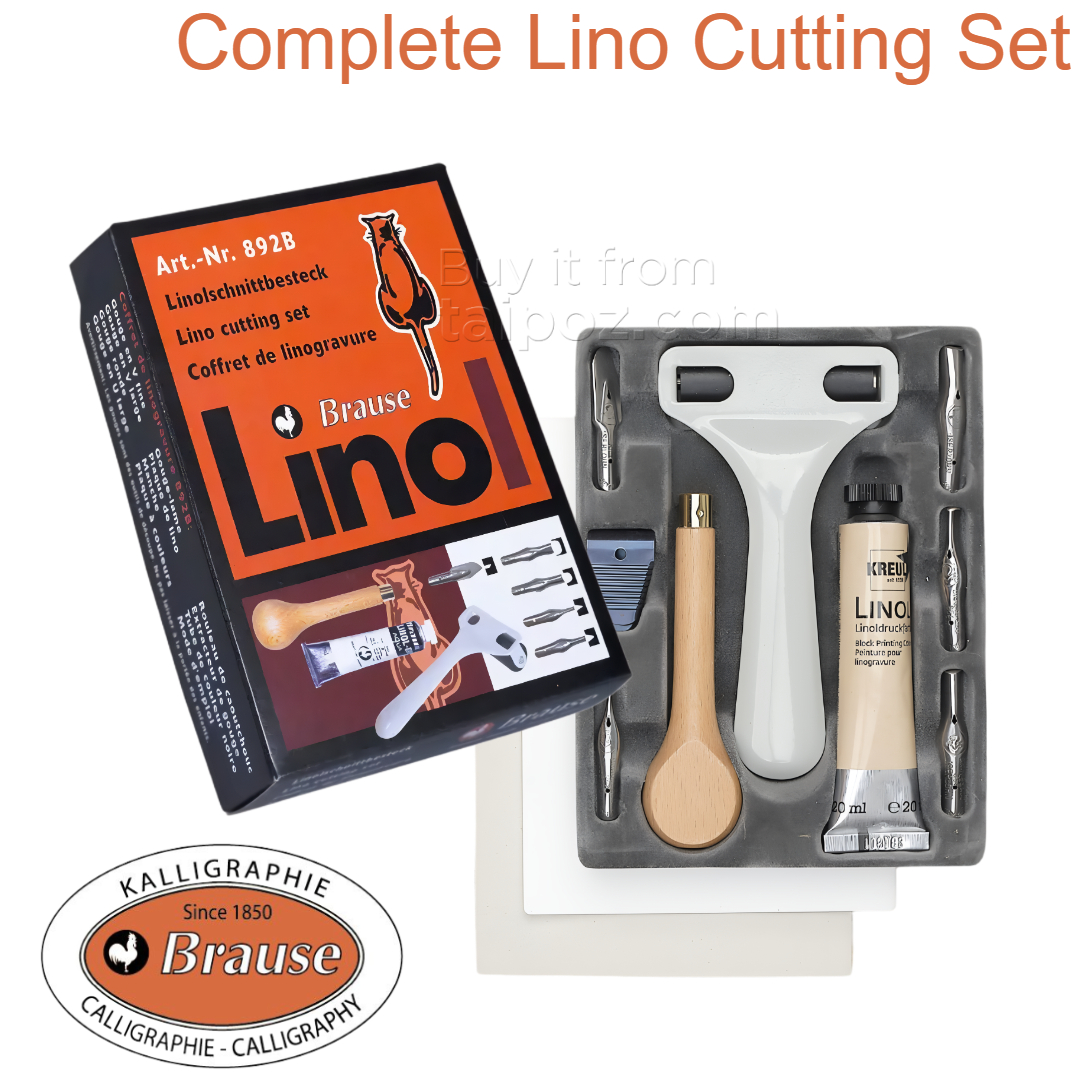 Bộ dụng cụ khắc lino kèm mực và miếng khắc Brause